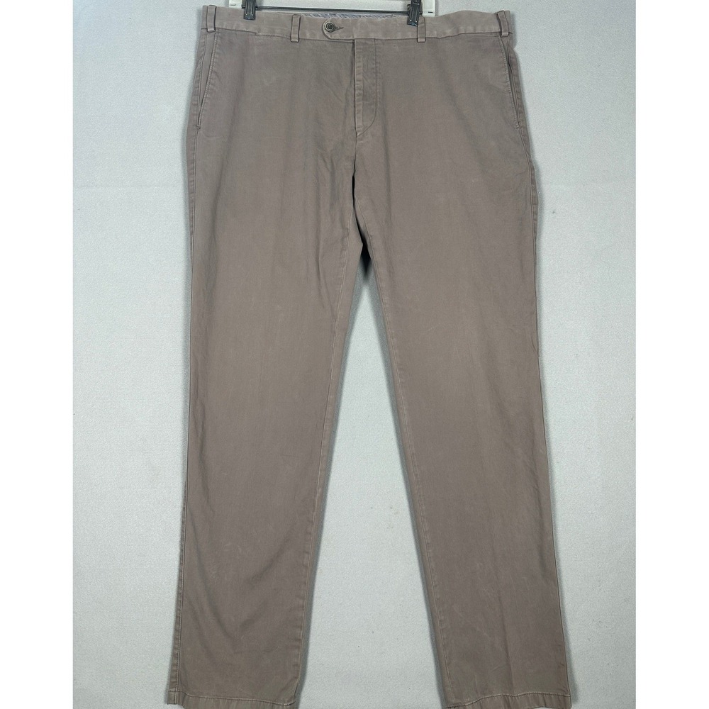 Bugatti European Brand Pants Mens 58 Taupe Khaki Chino Flat Front Stretch Casual